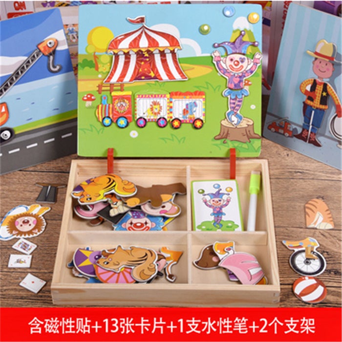 Wooden Jigsaw Puzzle Children'S Intelligence Development Toys 1-3 Years Old 5 Boys And Girls Baby Early Childhood Education Enlightenment Building Blocks - Image 1